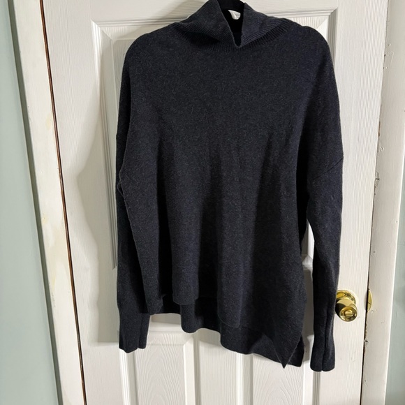 Nap Sweaters - Nap Loungewear Sweater Womens XL Grey/Black Slant Turtleneck Wool